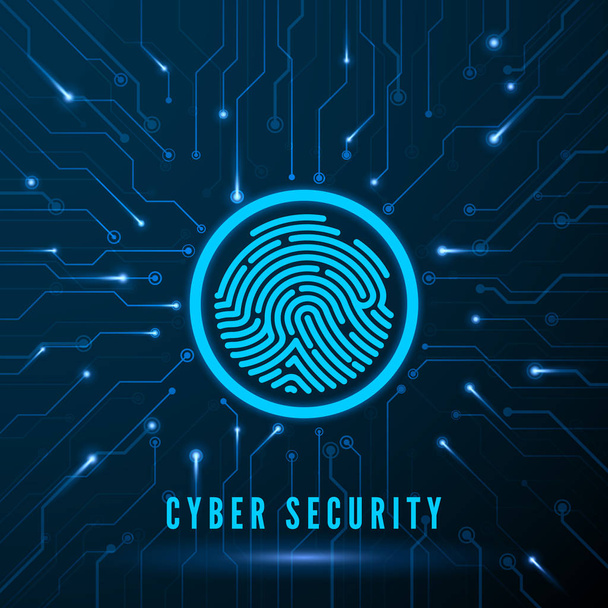 Cyber Security. Fingerprint Scanning Identification System. Finger Print on Circuit. Biometric Authorization and Security Concept. Vector illustration - Vector, Image