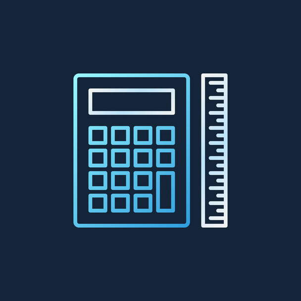 Calculator with Ruler vector colored outline concept icon - ベクター画像
