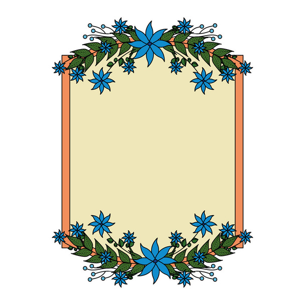красиві квіти з листям елегантна рамка
 - Вектор, зображення