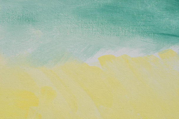 zelená a žlutá textura pozadí namalovaná na uměleckém plátně  - Fotografie, Obrázek