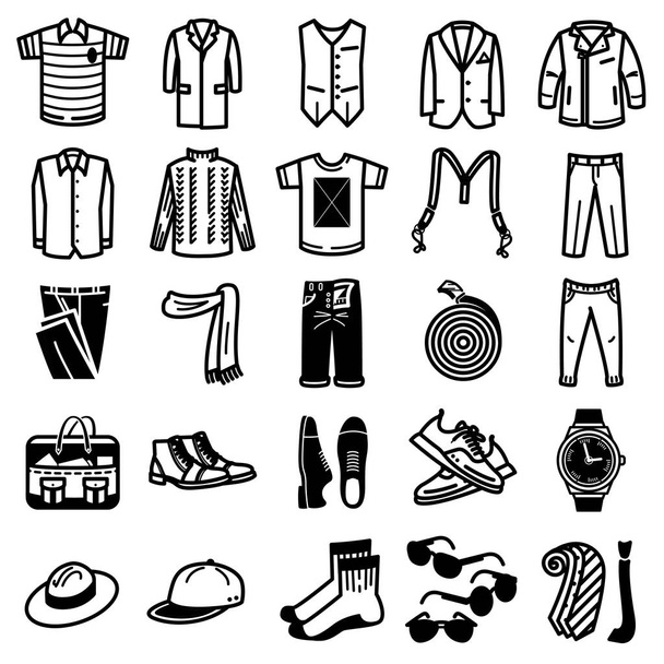 Man clothes icon set - Vector. Accessories and apparel. - Vector, Image