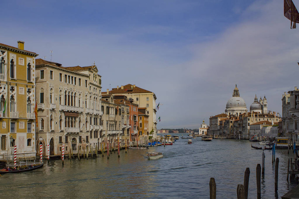 Summer cityscape of Venice with the view on basilica in Grand Canal. The concept of tourism and travel. - Photo, Image