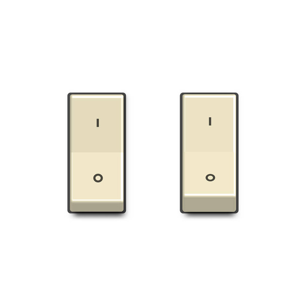 Conjunto de interruptores realistas nas posições de ligar e desligar, ilustração vetorial
. - Vetor, Imagem