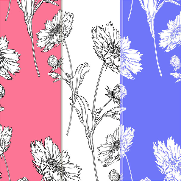 vector negro y blanco contorno arreglo de flores con flores de manzanilla
 - Vector, imagen