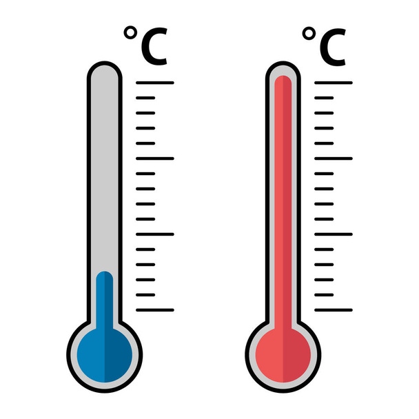 Icono del termómetro. Objetivo ilustración vectorial plana sobre fondo aislado
 - Vector, imagen