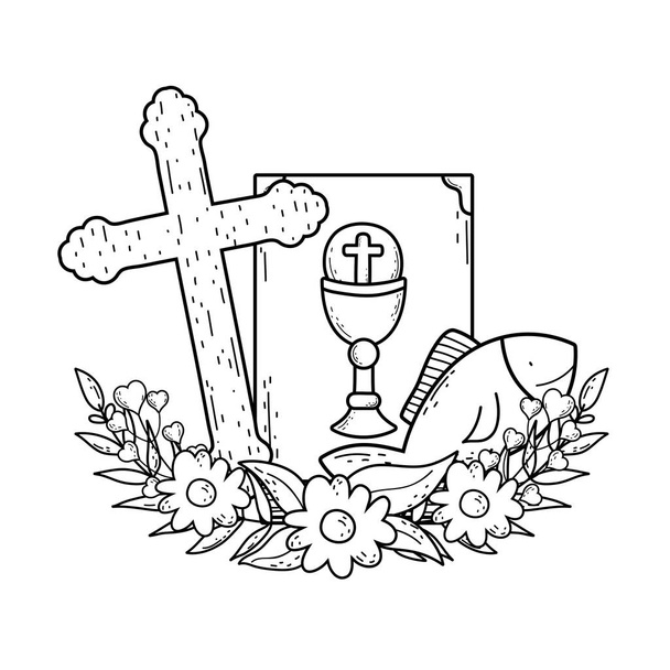 十字架付き聖書の本 - ベクター画像