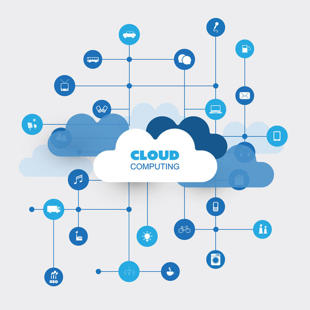 Cloud Computing and Networks Concept Design - Ilustração vetorial
 - Vetor, Imagem