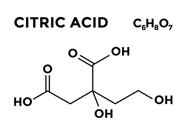 Κιτρικό οξύ δομικά σκελετικό χημικό τύπο - Διάνυσμα, εικόνα