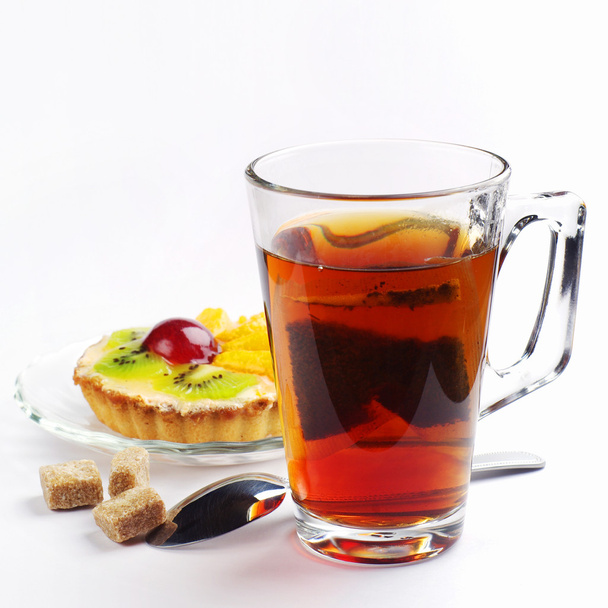taza de té y pastel - Foto, Imagen
