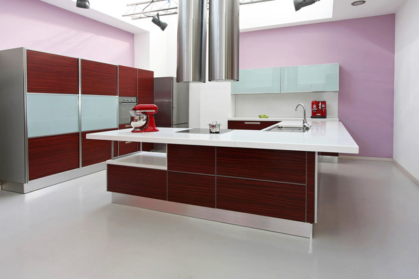 Purple kitchen interior - Fotoğraf, Görsel
