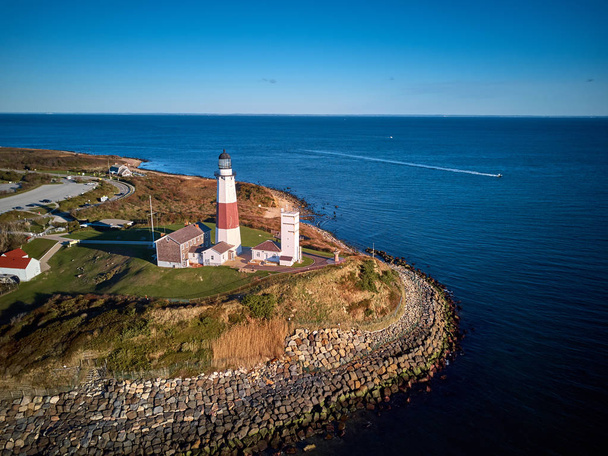 Montauk Lighthouse and beach aerial shot - Photo, Image