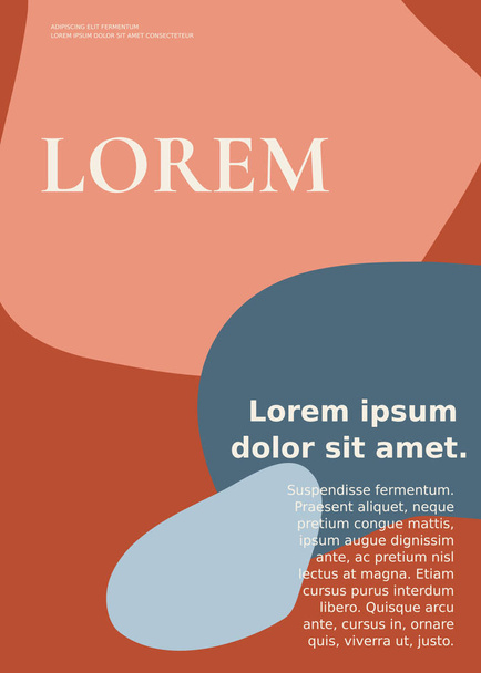 Organic shapes in pastel colors with sample text layout. Modern and stylish brochure, poster, flyer, magazine or book cover design. - Vektor, Bild