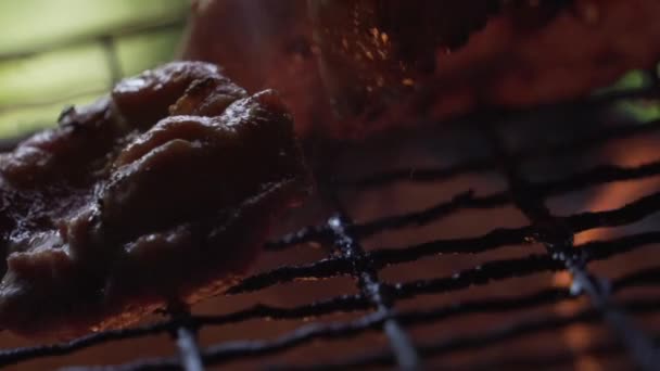 豚肉は熱い火で焼くスローモーション。3 - 映像、動画