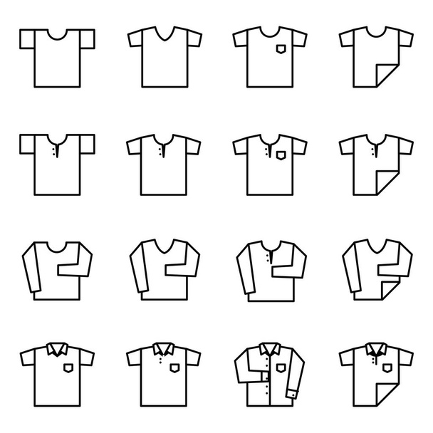 Conjunto de ícones de camiseta - vetor. Curso de linha única
. - Vetor, Imagem