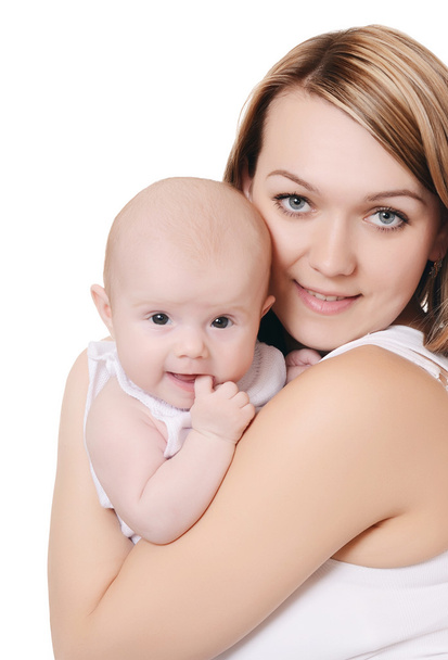 Щаслива мати з дитиною ізольована на білому тлі
 - Фото, зображення