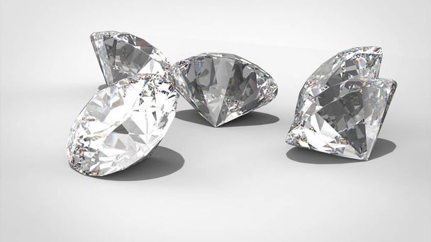 Luxury diamonds on whte backgrounds - clipping path. 3D rendering model - Photo, Image