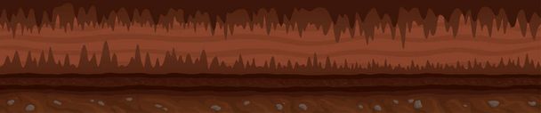 Mistik karanlık mağara ile kahverengi bitmeyen manzara - Vektör, Görsel