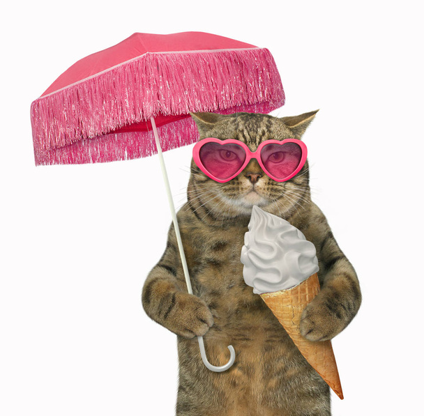 Кота, съедающего конус мороженого 2
 - Фото, изображение