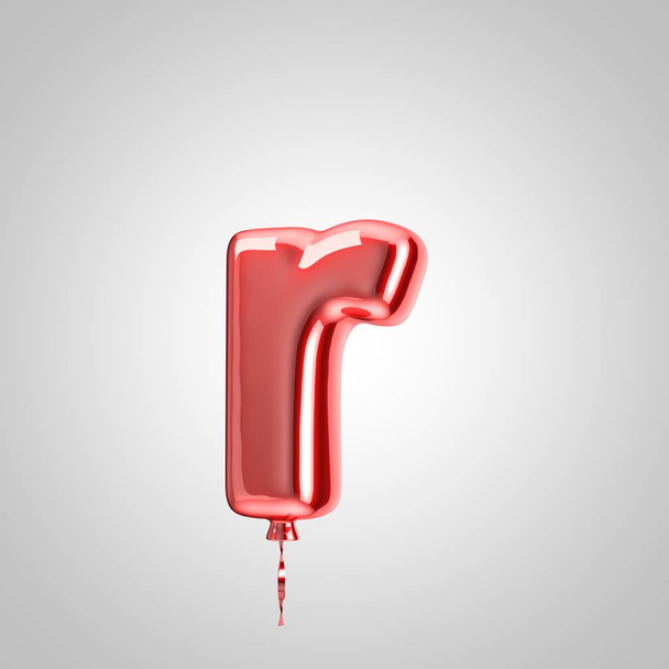 Globo rojo metálico brillante letra R minúscula aislada sobre fondo blanco
 - Foto, Imagen