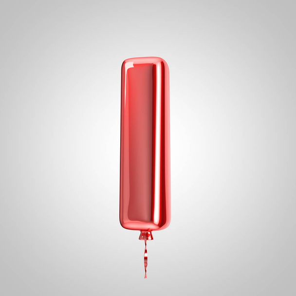 Balão vermelho metálico brilhante letra L minúscula isolada sobre fundo branco
 - Foto, Imagem