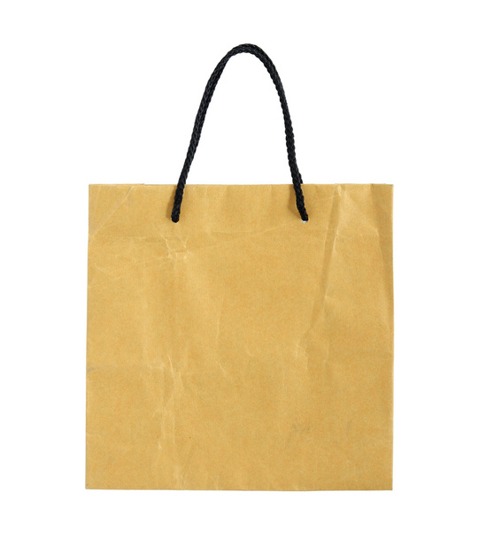 recycle brown paper bag isolated on white with clipping path - Photo, Image