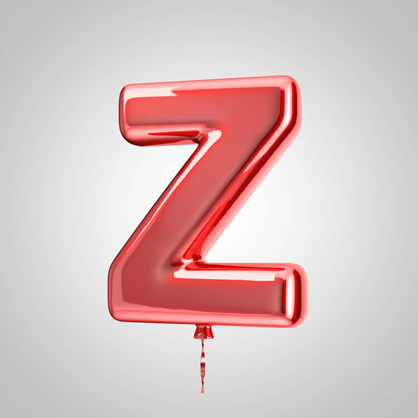 Globo rojo metálico brillante letra Z mayúscula aislado sobre fondo blanco
 - Foto, imagen