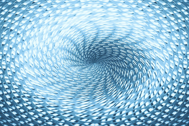 Warp esférico do espaço. Imagem de fundo fantástica de wormhole de cor azul no centro de tiro
. - Foto, Imagem
