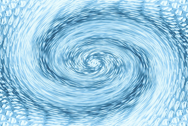 Космическая материя вращается вокруг спиральной червоточины голубого цвета. Фантастическое фоновое изображение асимметричного вихревого туннеля в центре снимка
. - Фото, изображение