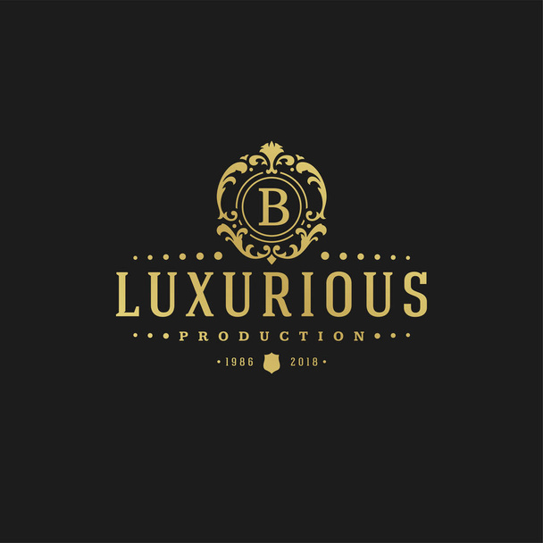 Luxury logo suunnittelu malli vektori kuva viktoriaaninen vinjetit kuninkaallinen koriste muotoja logotyypin tai merkin suunnittelu
. - Vektori, kuva