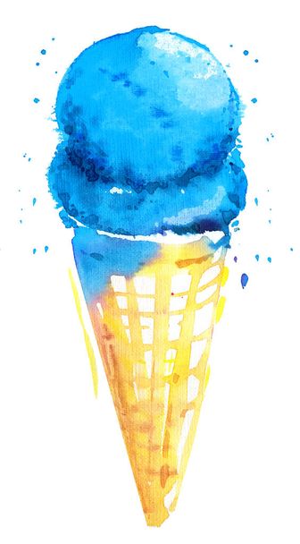 Zmrzlina se zmrzlinou modrá barva izolovaná - Fotografie, Obrázek
