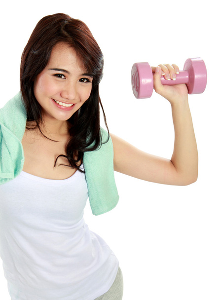 fitness woman with free weights - Zdjęcie, obraz