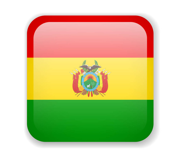 Bandeira da Bolívia ícone quadrado brilhante em um fundo branco
 - Vetor, Imagem