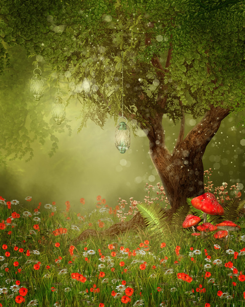Fener ile sihirli ağaç - Fotoğraf, Görsel