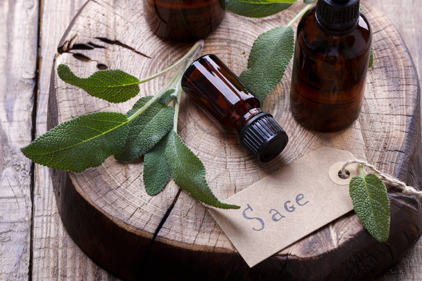 Sage essential oil - Photo, Image