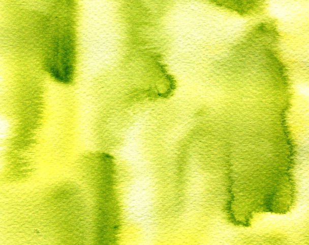 Abstract light olive green watercolor splashes, drops, brush smears background. Hand painted texture for covers, packaging, wallpaper - Photo, Image