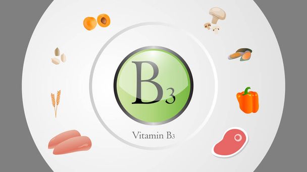 Vektorové ilustrace zdrojů vitamínu B3 - Vektor, obrázek