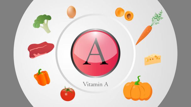 A vitamini kaynakları vektör illüstrasyon - Vektör, Görsel
