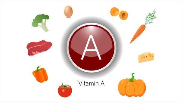 A-vitamin-források vektoros illusztráció - Vektor, kép