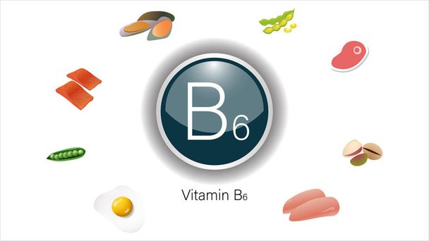 Vektorové ilustrace zdrojů vitamínu B6 - Vektor, obrázek