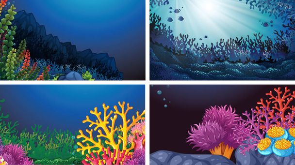 Set di paesaggi subacquei
 - Vettoriali, immagini