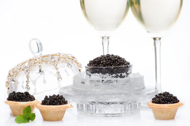 Champagne and black caviar - Φωτογραφία, εικόνα