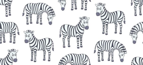 Seamless Pattern with Zebras. isolated on white background - Vector, Image