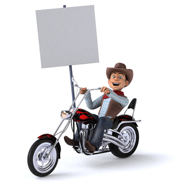 Fun Cowboy cartoon character  - 3D Illustration - Φωτογραφία, εικόνα