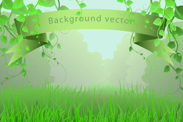Green background with vegetation, vines and grass. - Vettoriali, immagini