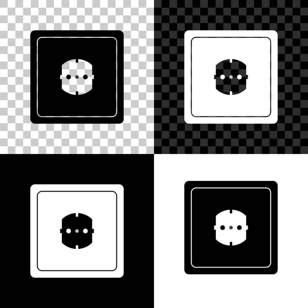 Ikona elektrické zásuvky je izolovaná na černém, bílém a průhledném pozadí. Zásuvka. Symbol Rosette. Vektorová ilustrace - Vektor, obrázek