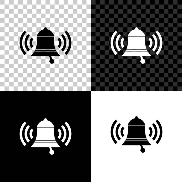 Icono de timbre aislado sobre fondo negro, blanco y transparente. Símbolo de alarma, campana de servicio, señal de timbre, símbolo de notificación. Ilustración vectorial
 - Vector, imagen