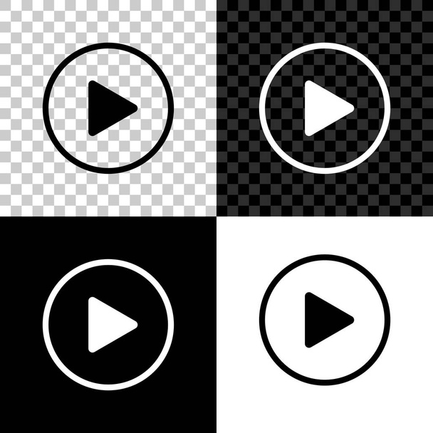 Ikona odtwarzania jest odizolowana na czarnym, białym i przezroczystym tle. Ilustracja wektorowa - Wektor, obraz