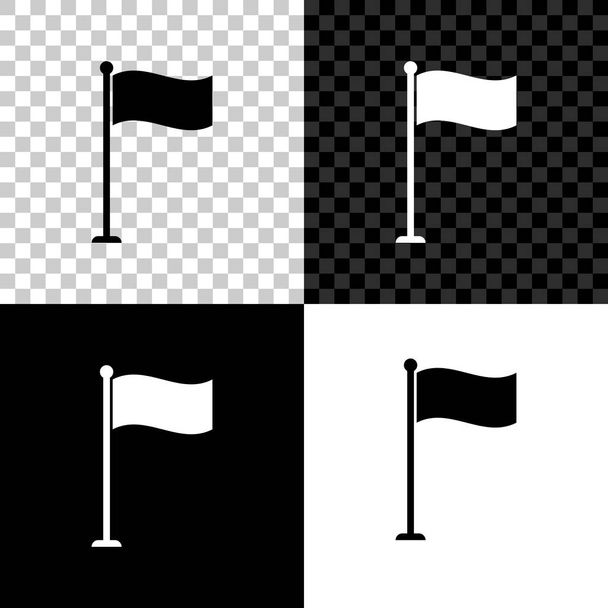 Siyah, beyaz ve saydam arka planda yalıtılmış bayrak simgesi. Konum işaretçisi simgesi. Vektör İllüstrasyonu - Vektör, Görsel