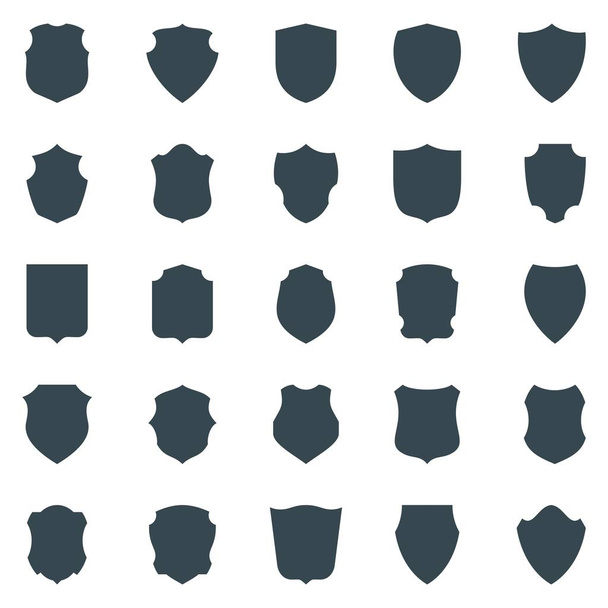 Set di sagoma nera di scudo isolato su sfondo bianco
. - Vettoriali, immagini