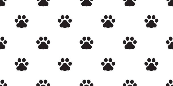 Kutya mancs varrás nélküli minta vektor lábnyom kisállat macska sál elszigetelt karikatúra ismétel tapéta cserép háttér tervez - Vektor, kép